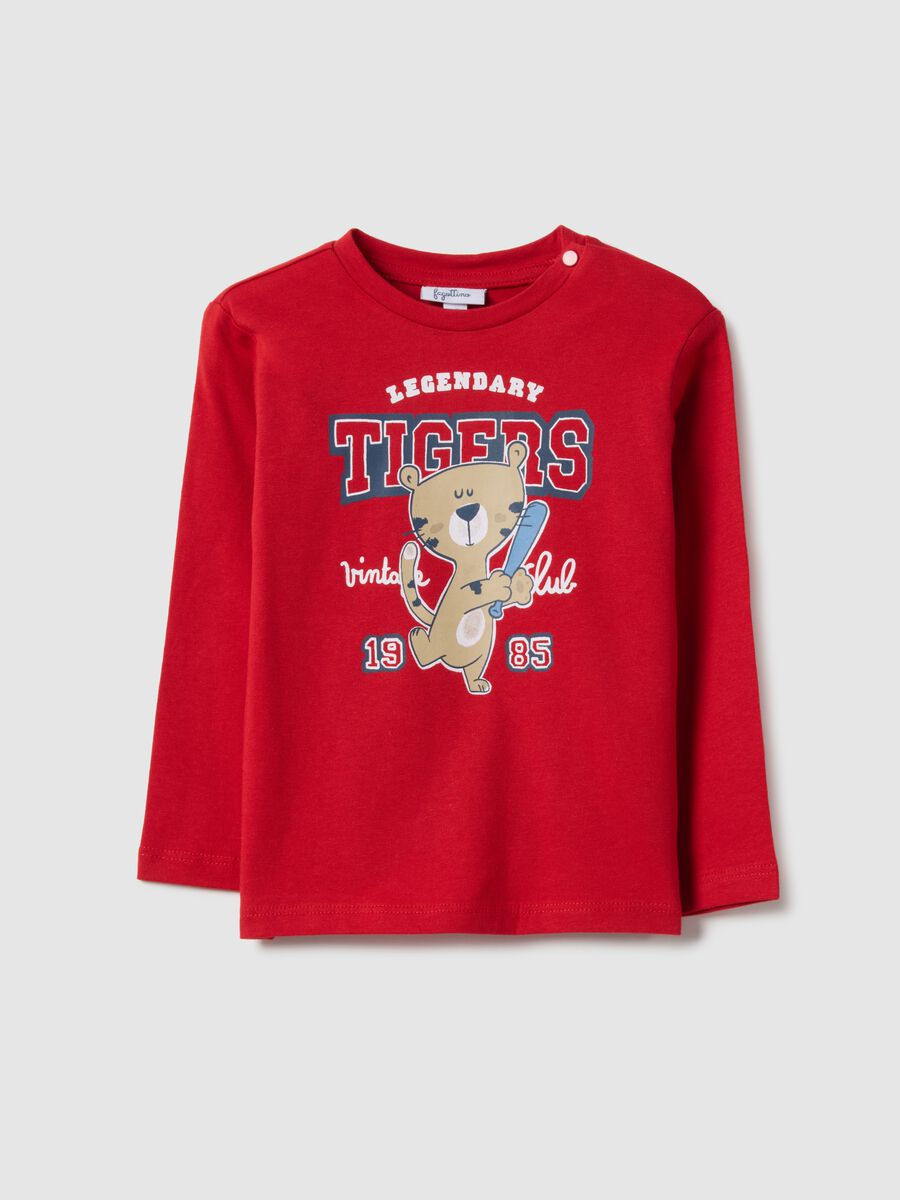 Red pure cotton regular fit toddler T-shirt with tiger_0