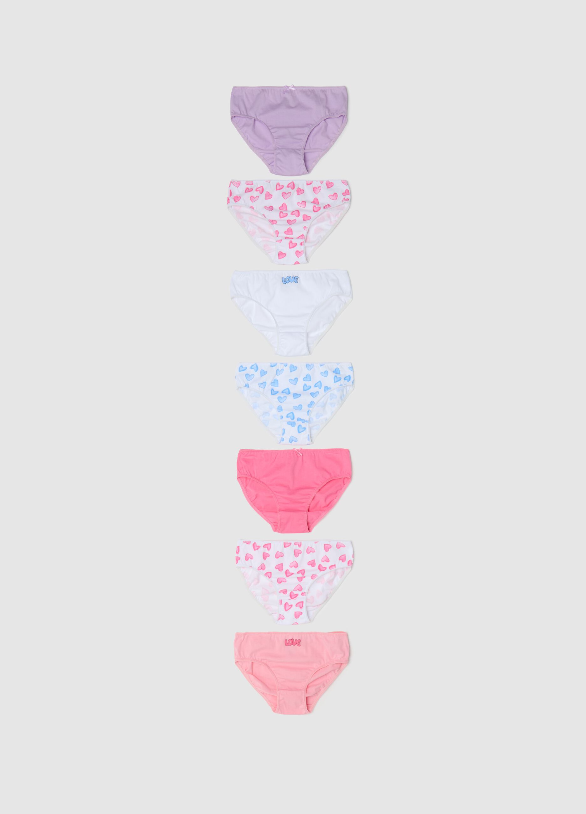 Multipack sette slip in cotone con stampa