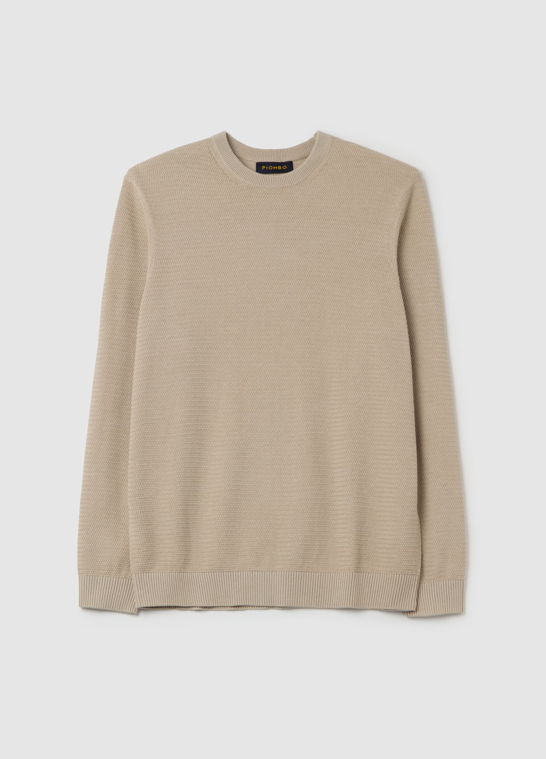 Cotton pullover with wavy trim