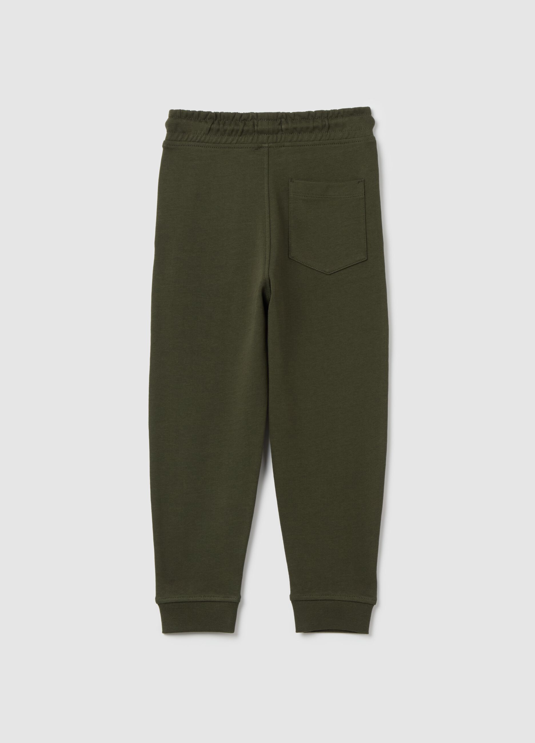 Cotton joggers with drawstring and print