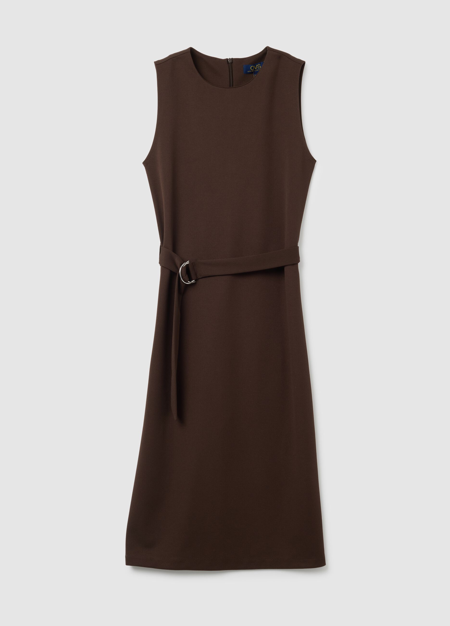 Brown slim fit stretchy fabric dress