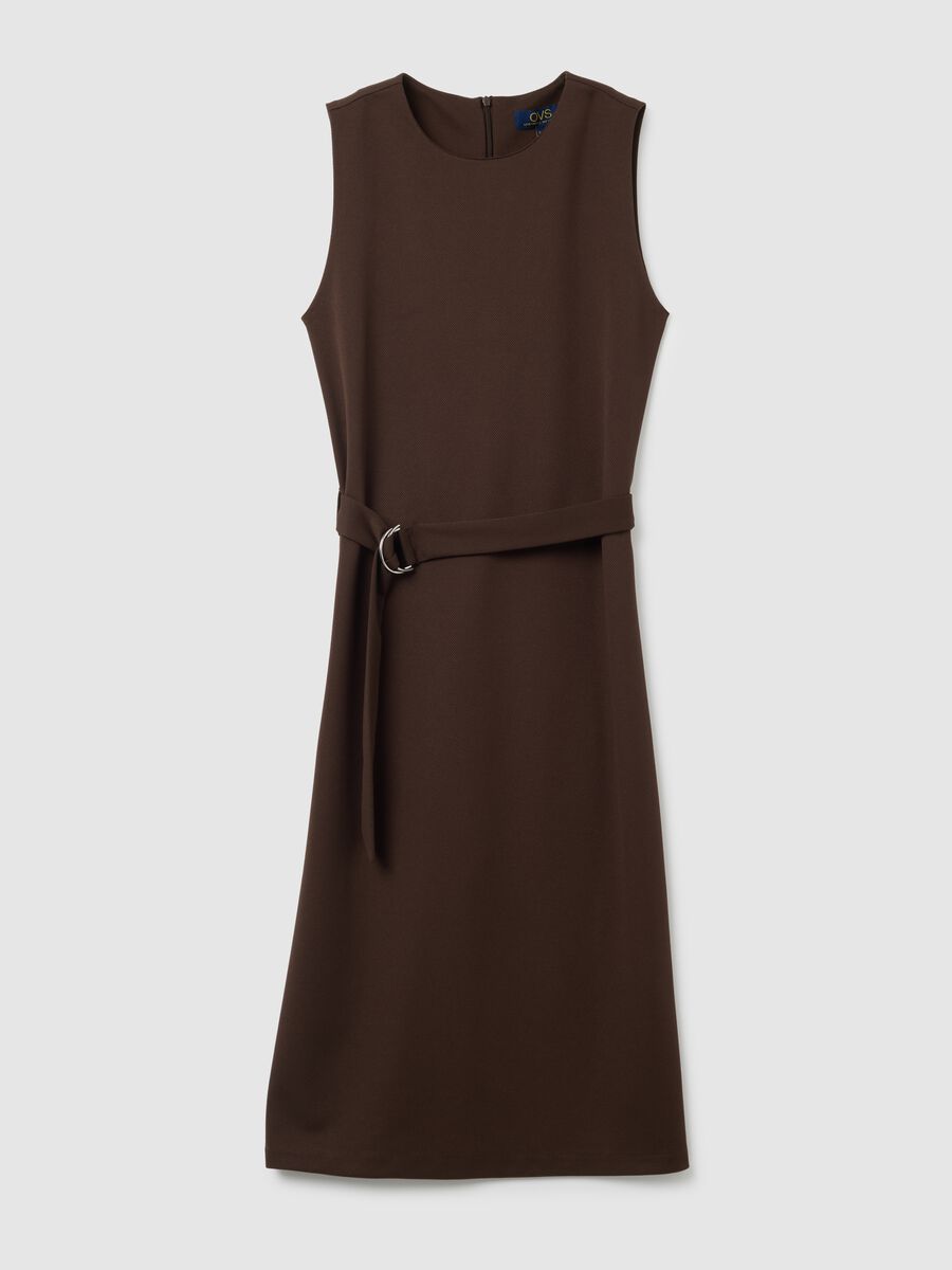 Brown slim fit stretchy fabric dress_4