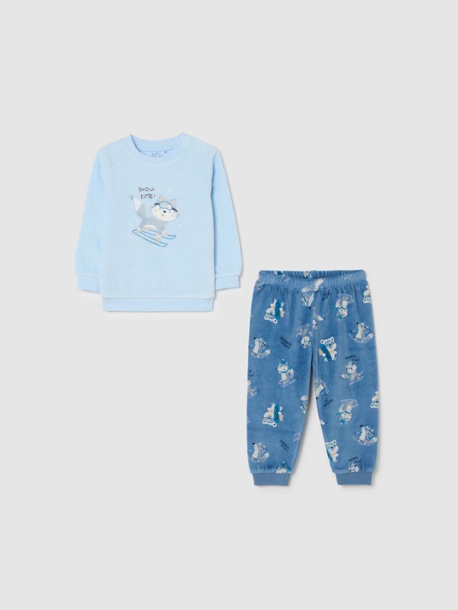 Baby Blue Velour Sleepsuit Regular Fit_0