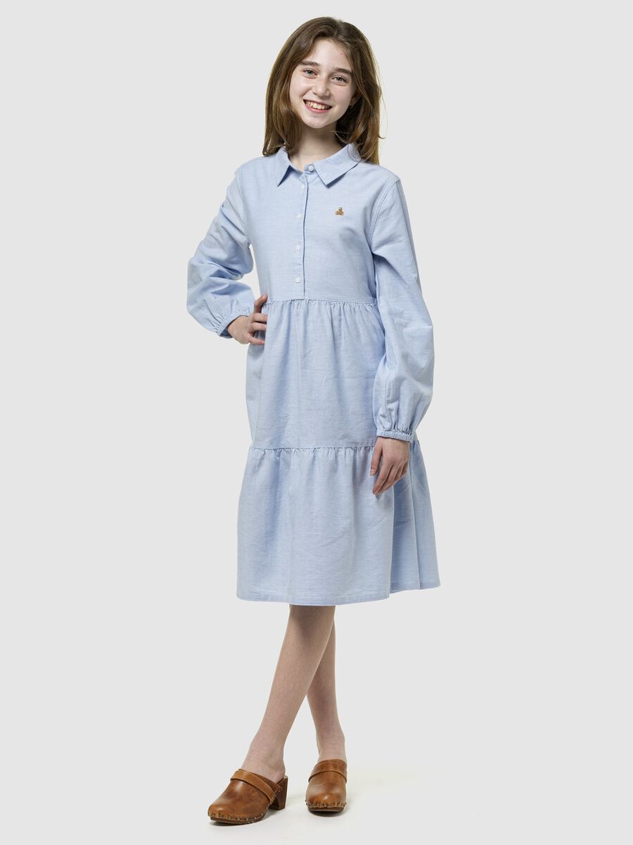 Vestito azzurro per bambina lungo a balze_0