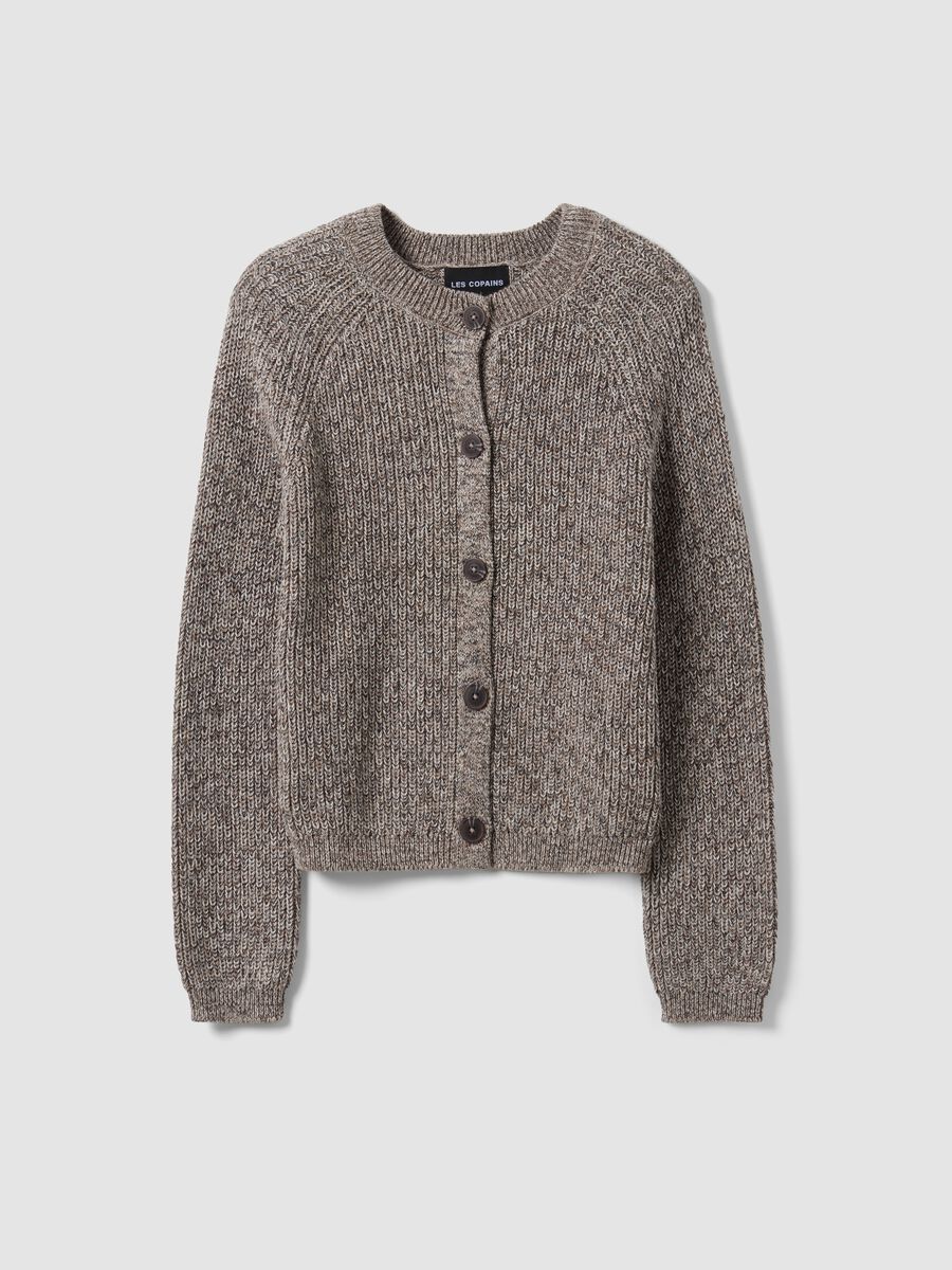 Grey pure cotton knit cardigan in regular fit_0