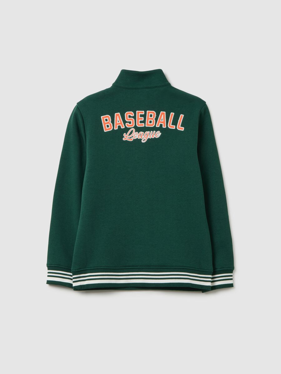 Felpa verde da bambino in misto cotone con zip_1
