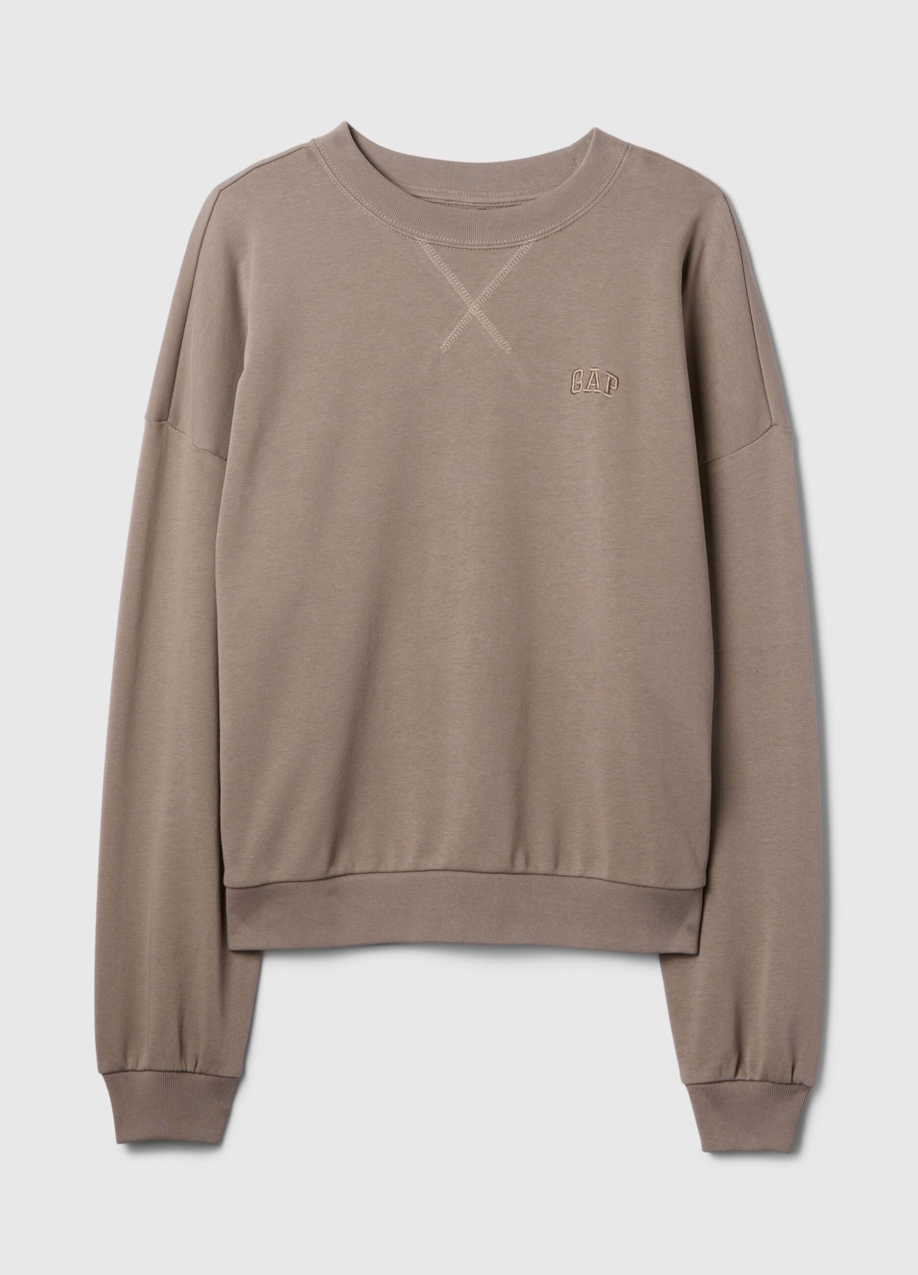 Oversized sweatshirt with round neck and crossover detail