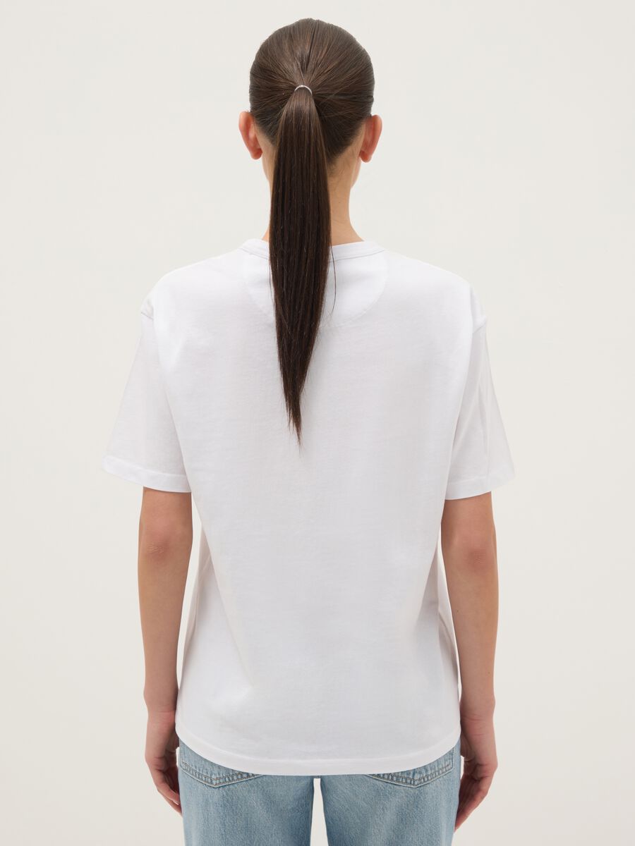 White pure cotton regular fit t-shirt with floral print_2