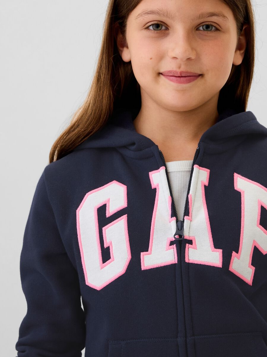 Full-zip con cappuccio e ricamo logo _3