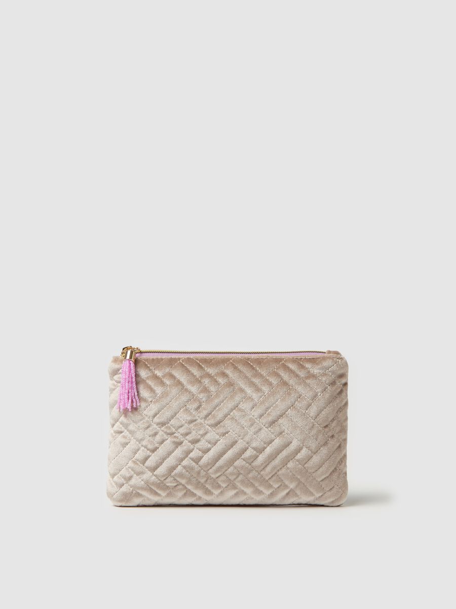 Flat beauty case in quilted velvet_0