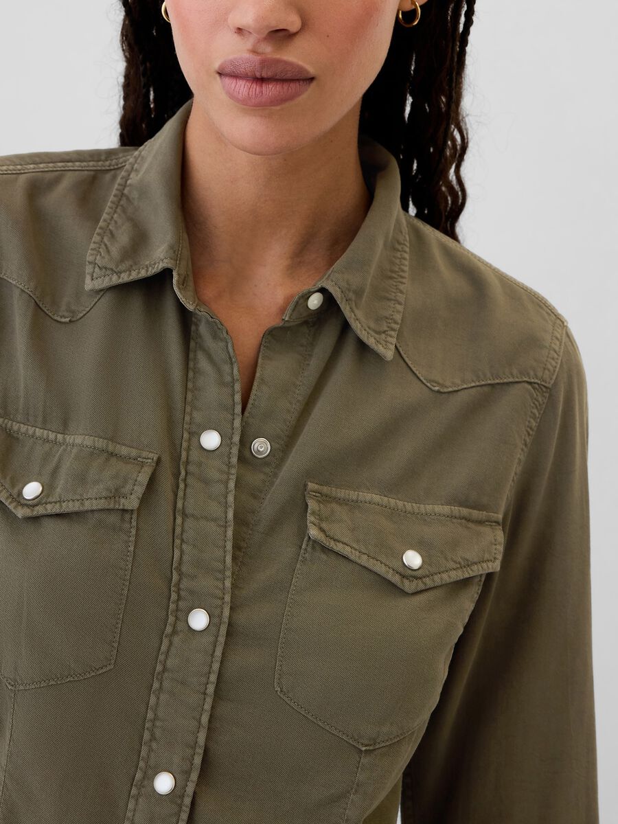 Western shirt in denim with pearl buttons_3