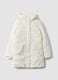 White padded jacket with hood and zip_0