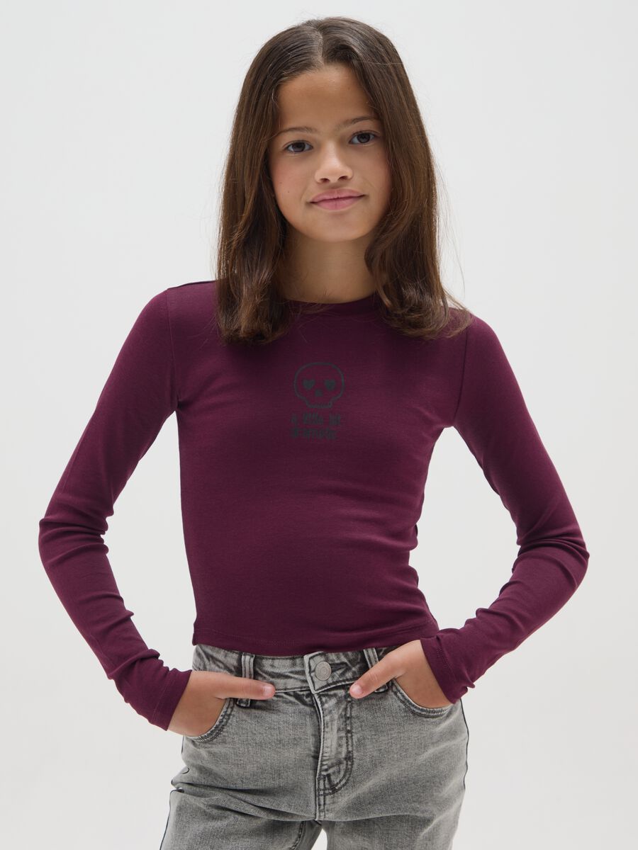 Maglia da ragazza in cotone elasticizzato rossa regular fit_0