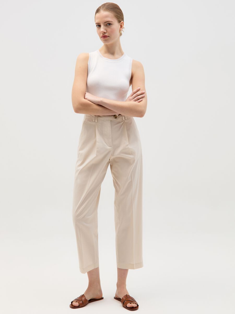 Crop cigarette trousers with darts_0