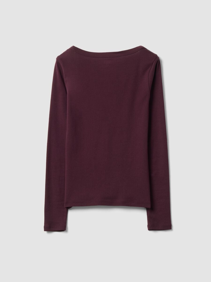 T-shirt viola in puro cotone con girocollo regular fit_6