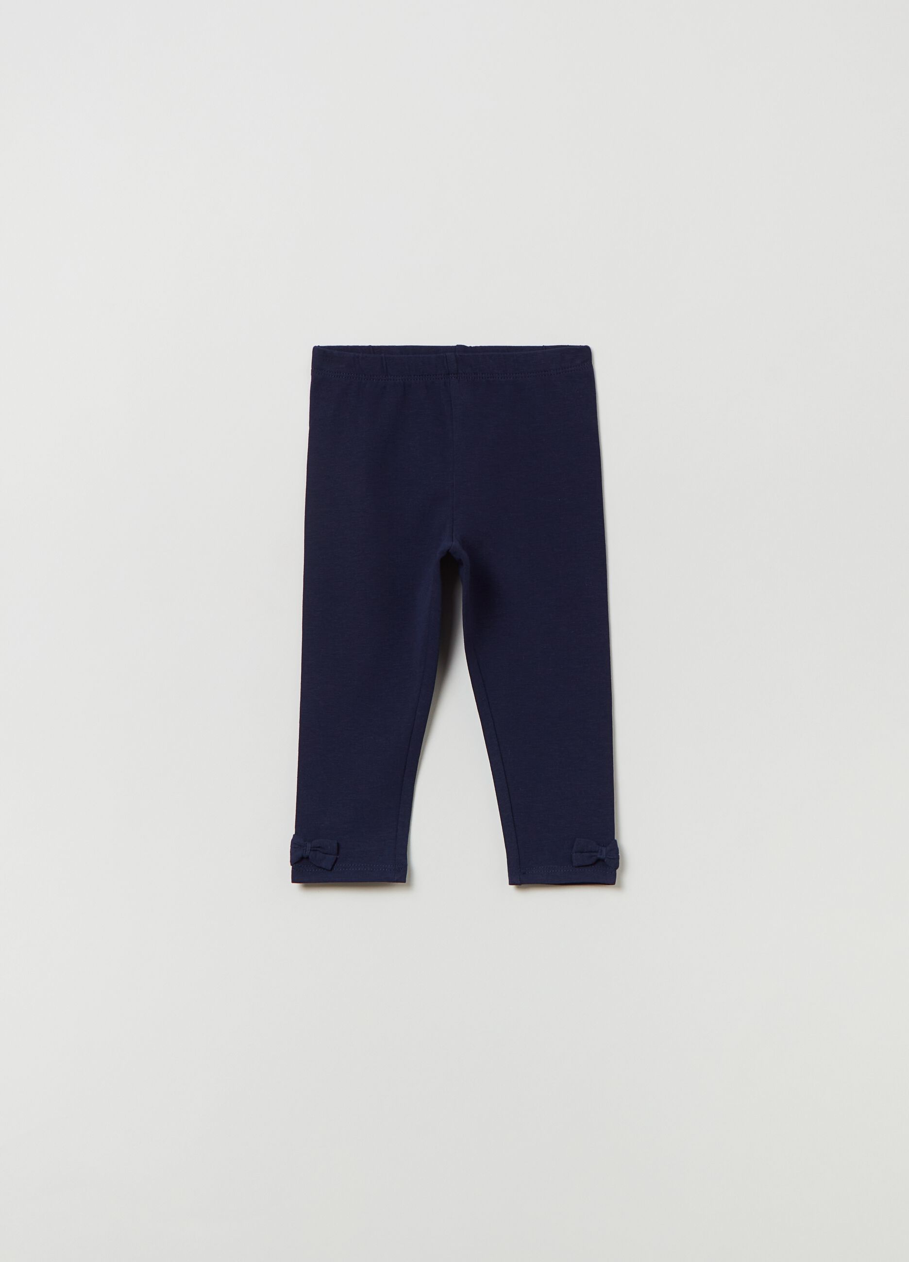 Leggings in cotone stretch con fiocchetti_0