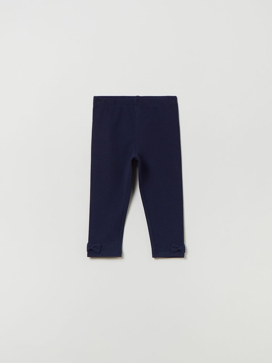 Leggings in cotone stretch con fiocchetti_0