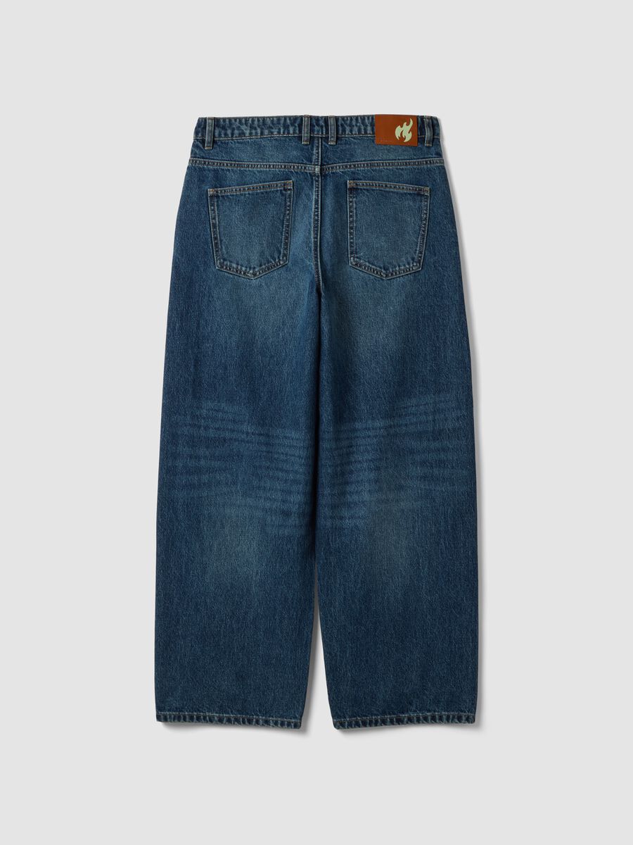 Jeans denim blu barrel in puro cotone_2