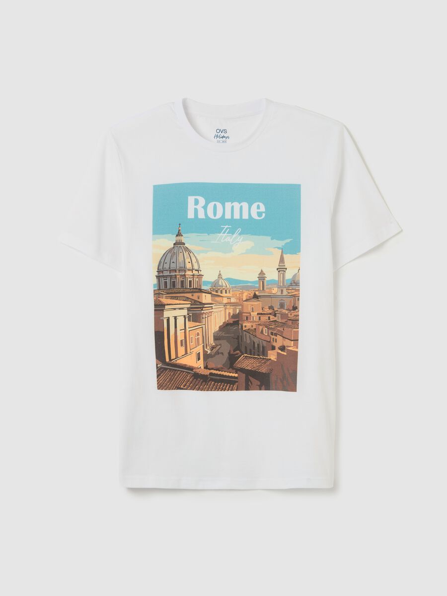 Cotton T-shirt with "Rome Italy" print_4