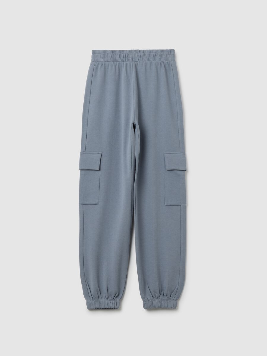 Girls Grey Cotton Trousers in Blue_0
