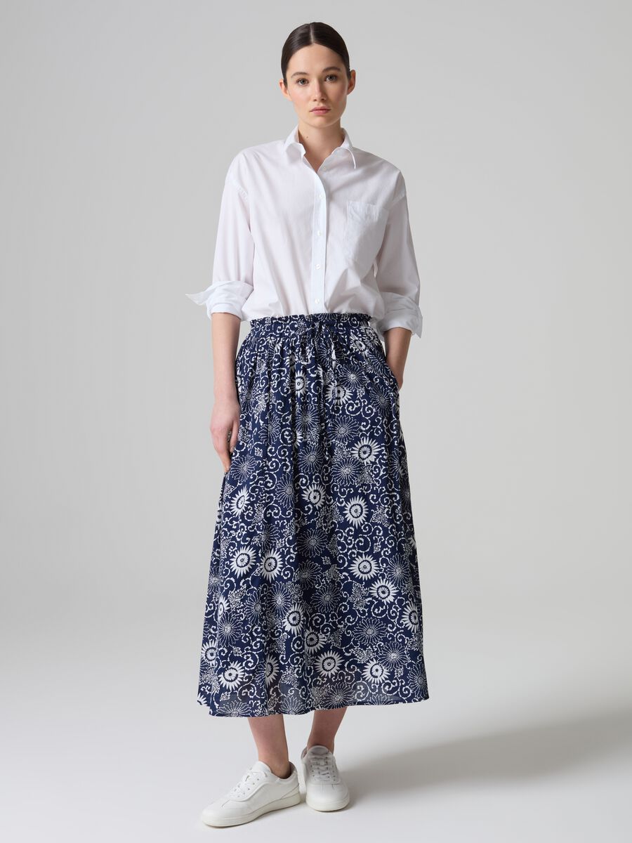 Full midi skirt with floral print_0