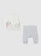Children's top and trousers set in pure white and grey cotton_0