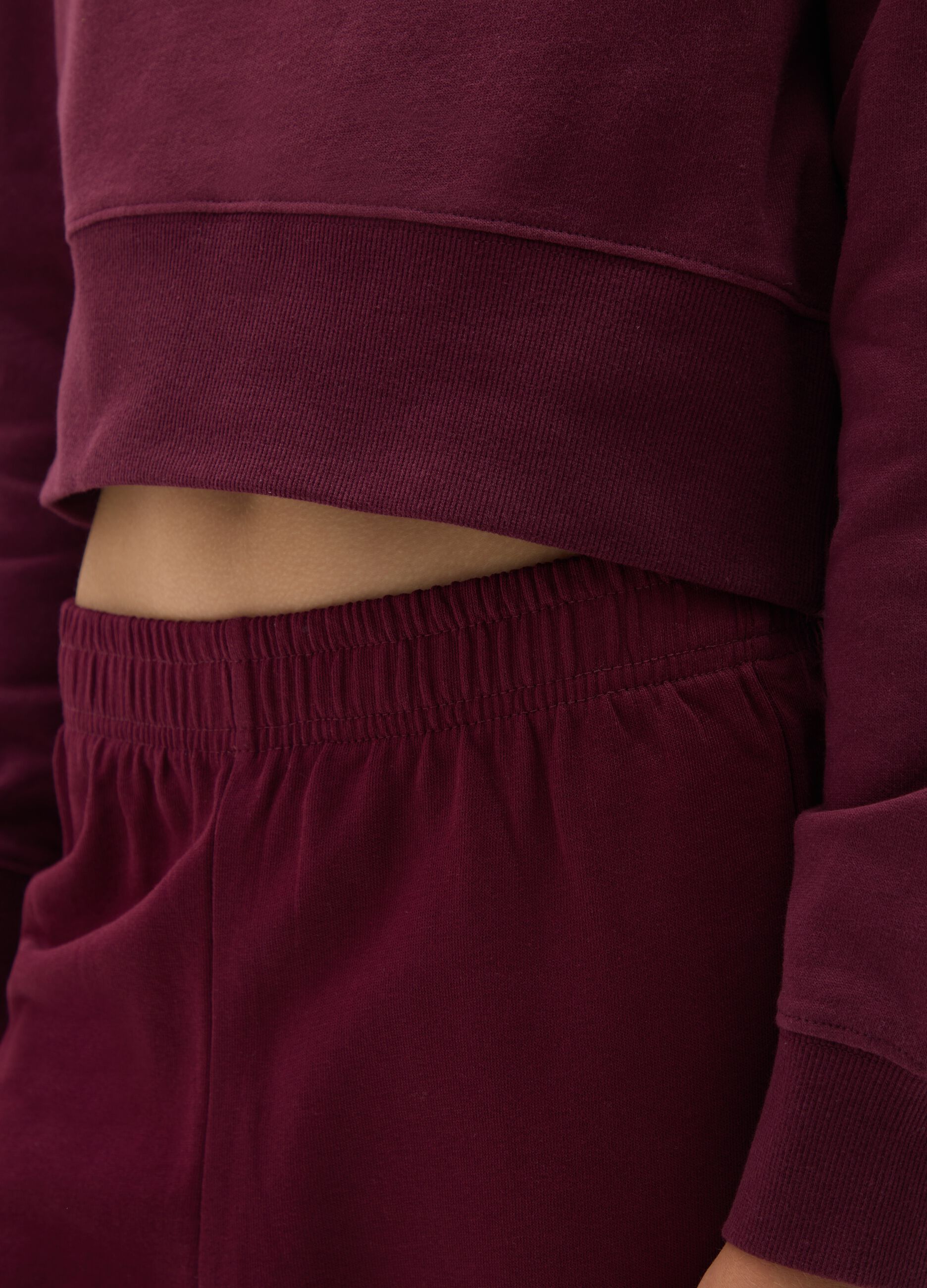 Girls' red cotton jogger trousers regular fit