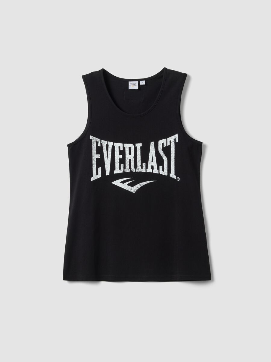 Tank top in puro cotone nero regular fit con logo Everlast_4