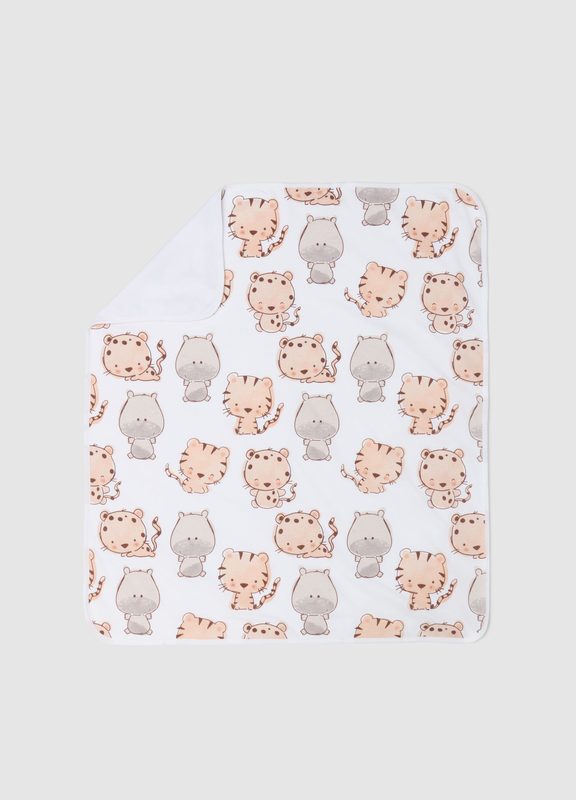 Cot blanket in cotton with animals print