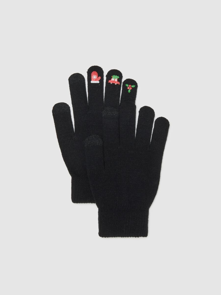 Black gloves with festive decorations_0