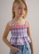 Girls' regular fit multicoloured check pure cotton tank top_0