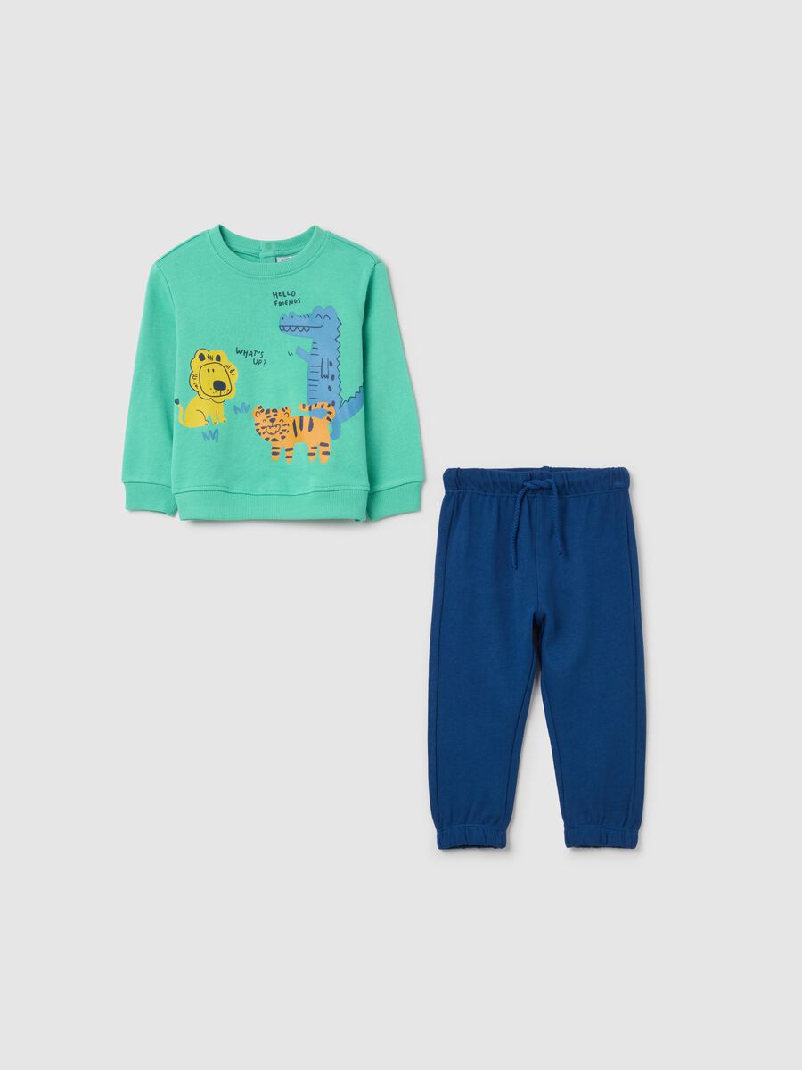 French terry jogging set with savannah animals print_0