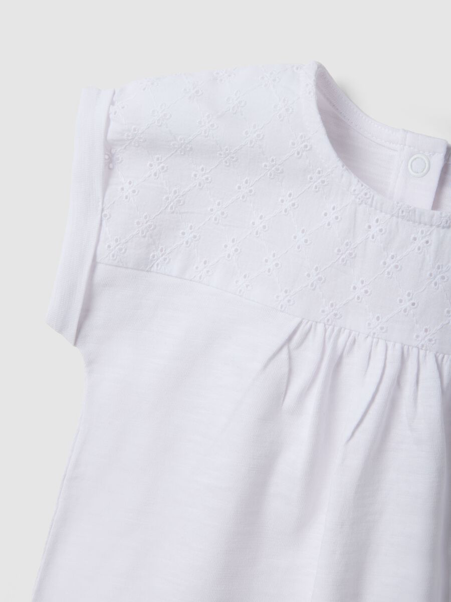 White pure cotton T-shirt for girls, regular fit with embroidery_2