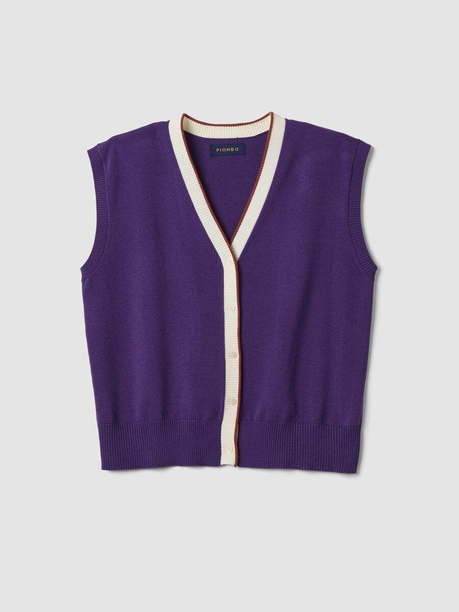 Purple viscose-blend vest in plain knit_4