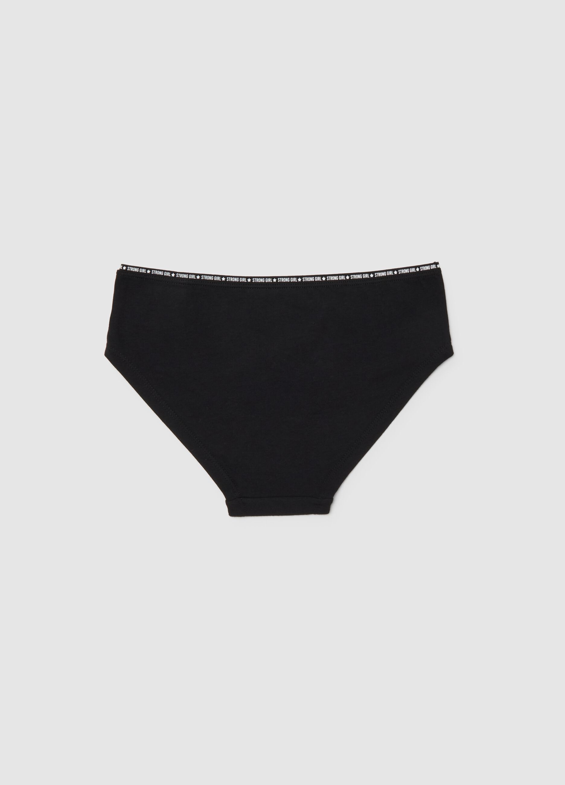 Black Stretch Cotton Girls' Briefs