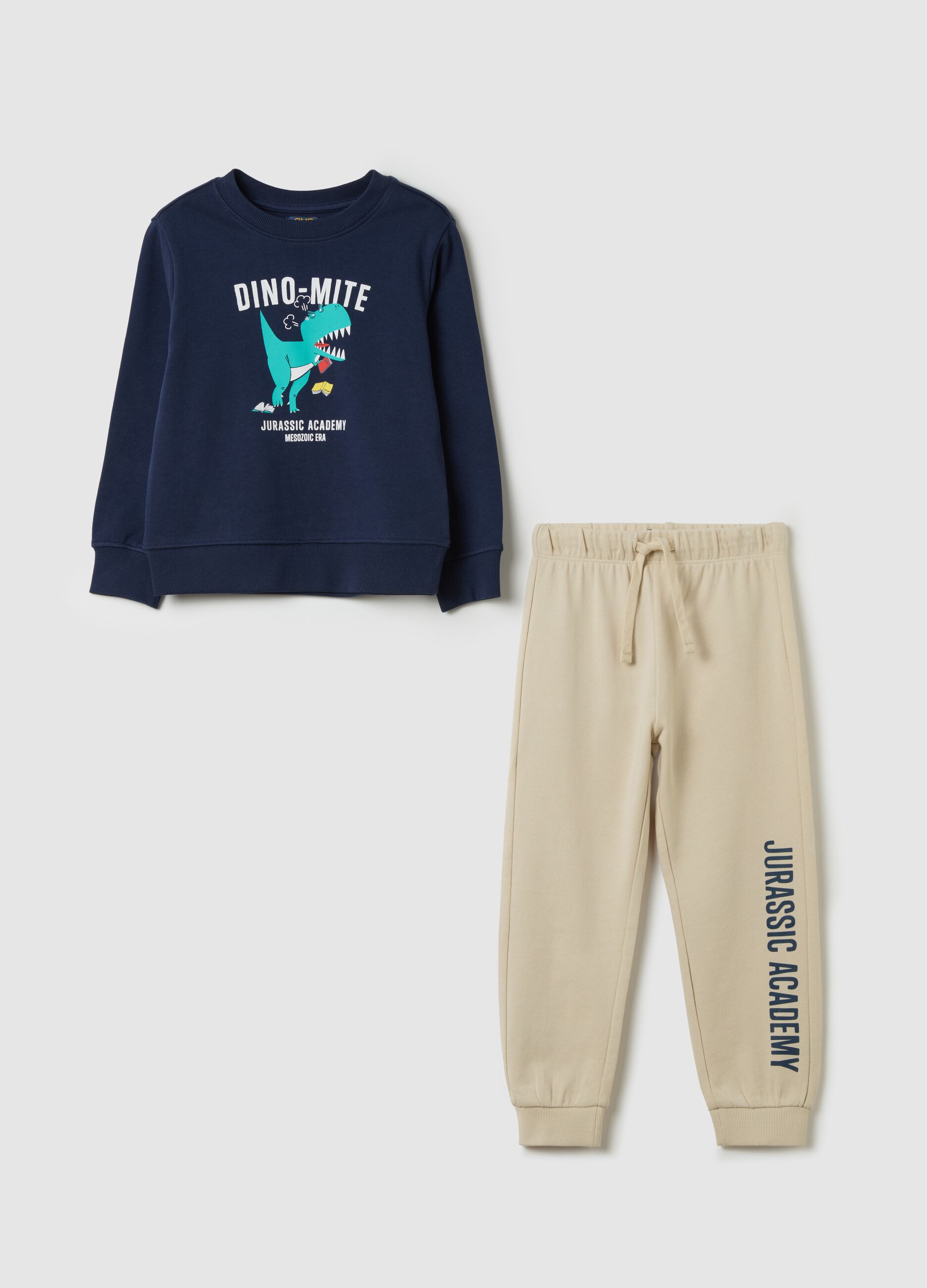 Fleece jogging set with "Jurassic Academy" print