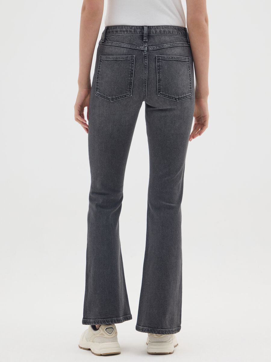 Grey stretch cotton flare jeans_2