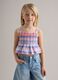 Girls' regular fit multicoloured check pure cotton tank top_1