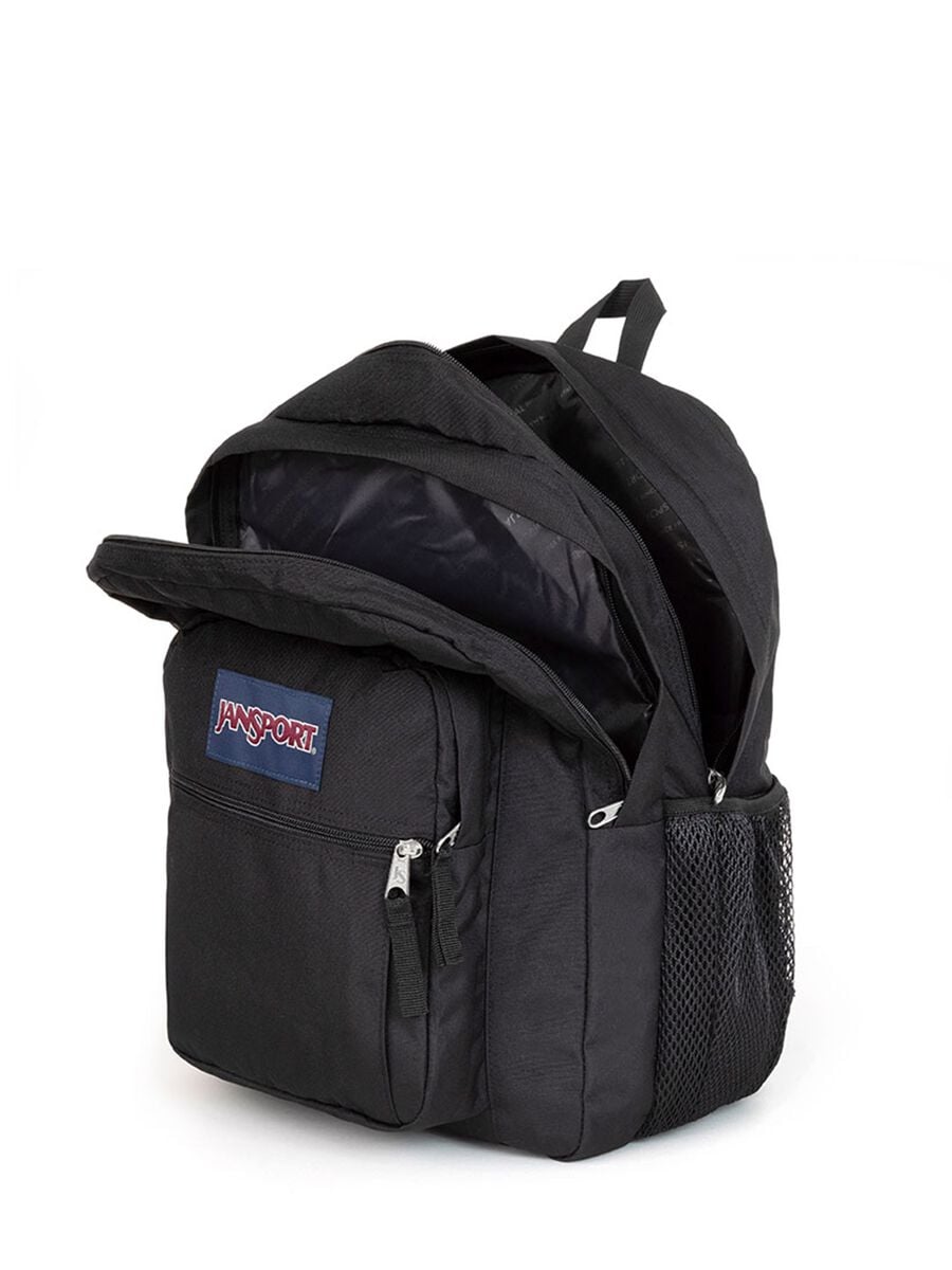 Black backpack with front pocket and mesh panels_3