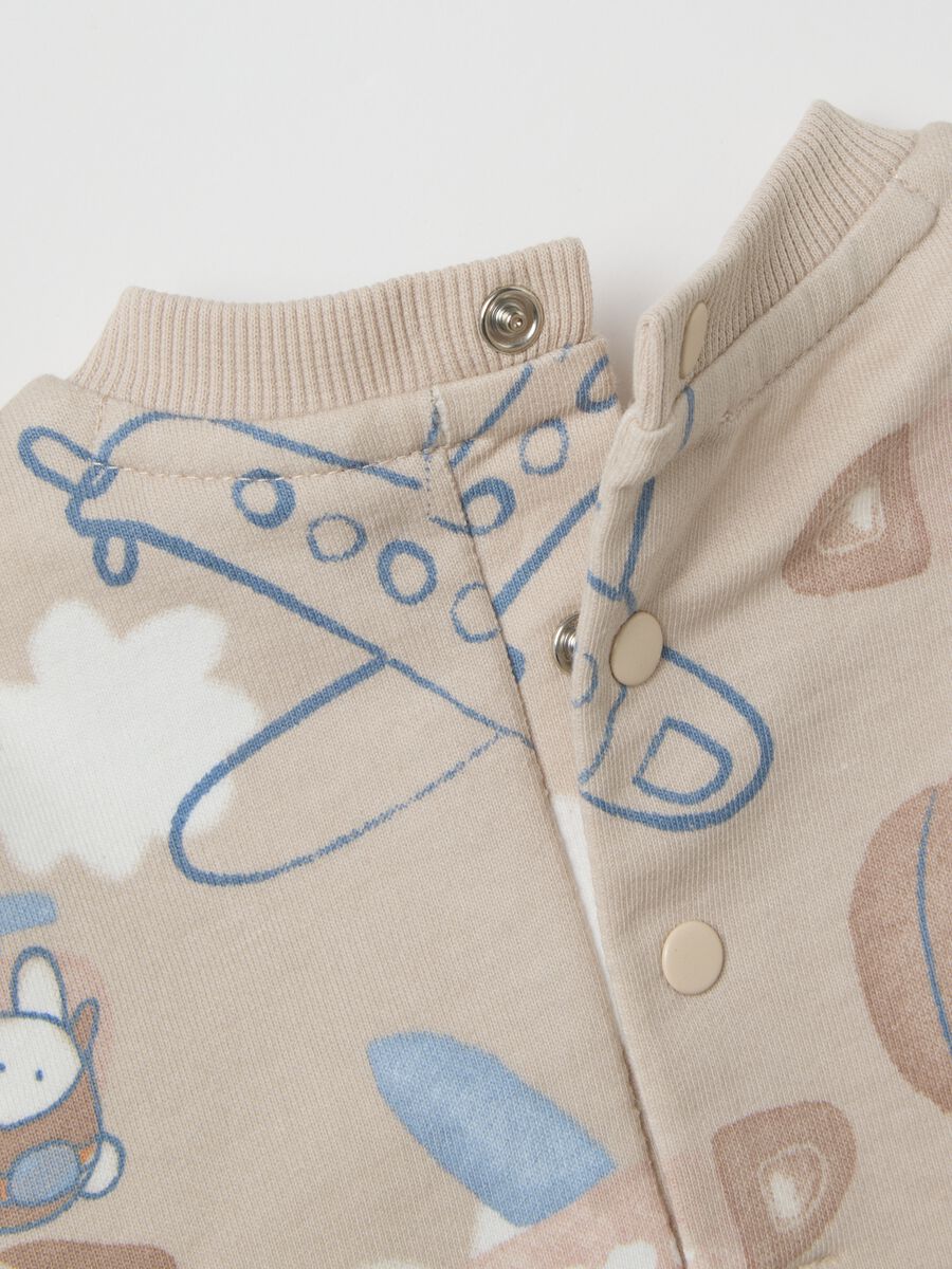 Girl's beige pure cotton set with adventure motif_3