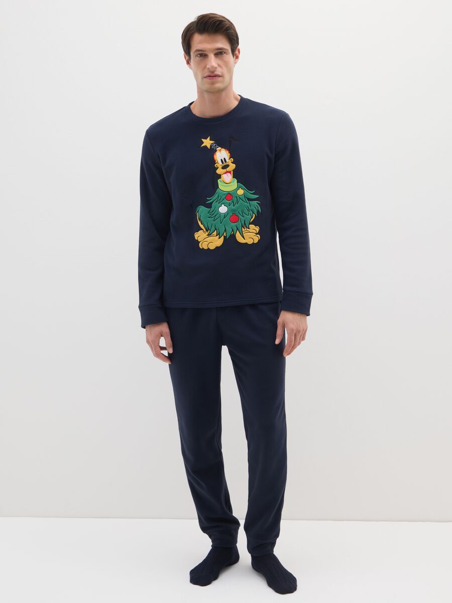 Pigiama natalizio blu regular fit con stampa Disney_0