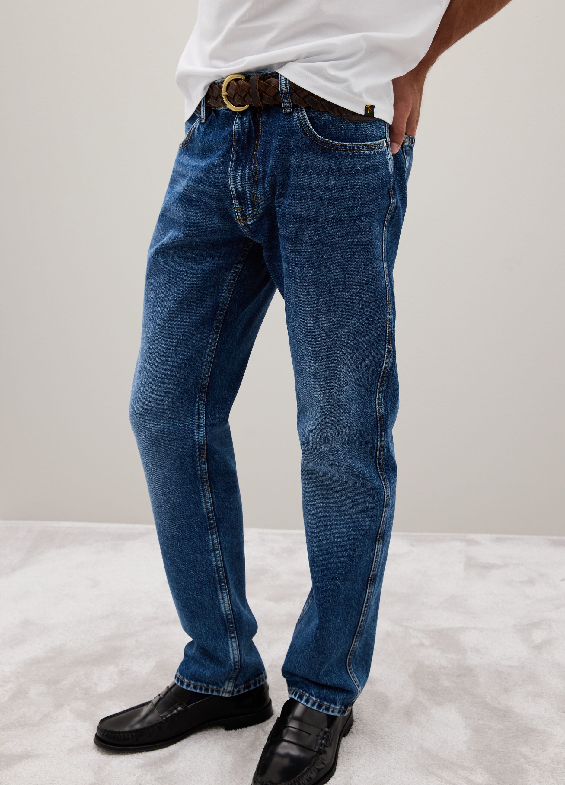 Blue pure cotton jeans regular fit