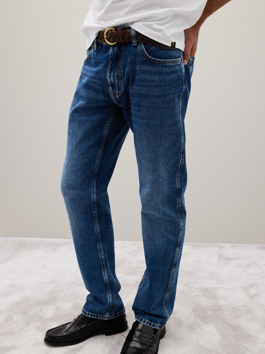 Blue pure cotton jeans regular fit_2