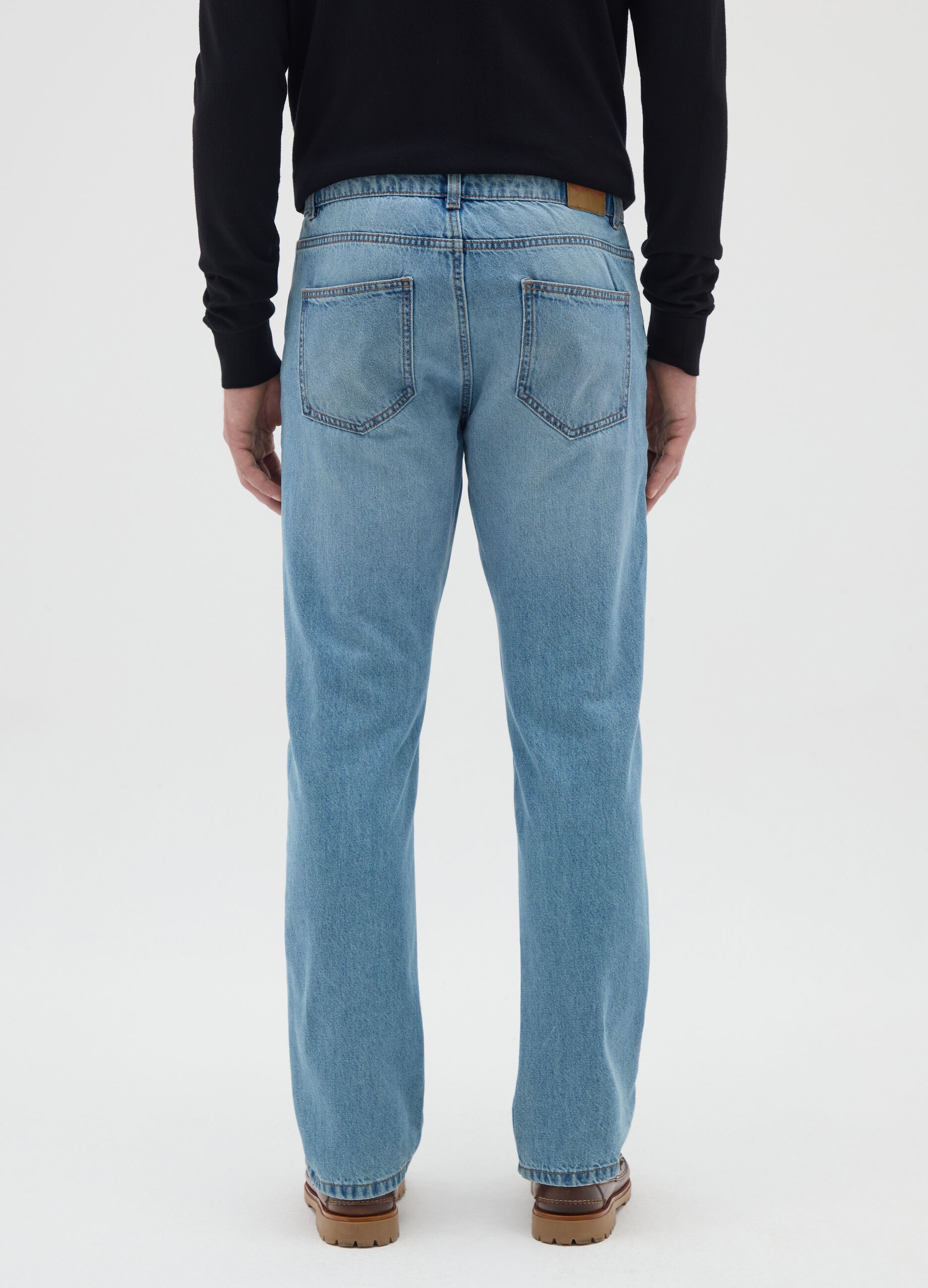 Men's pure cotton blue regular fit jeans