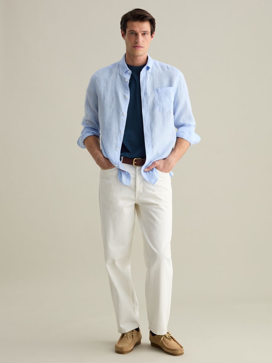 Regular-fit shirt in linen with pocket_1