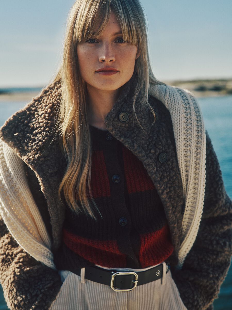 Multicolour striped regular fit cardigan_0