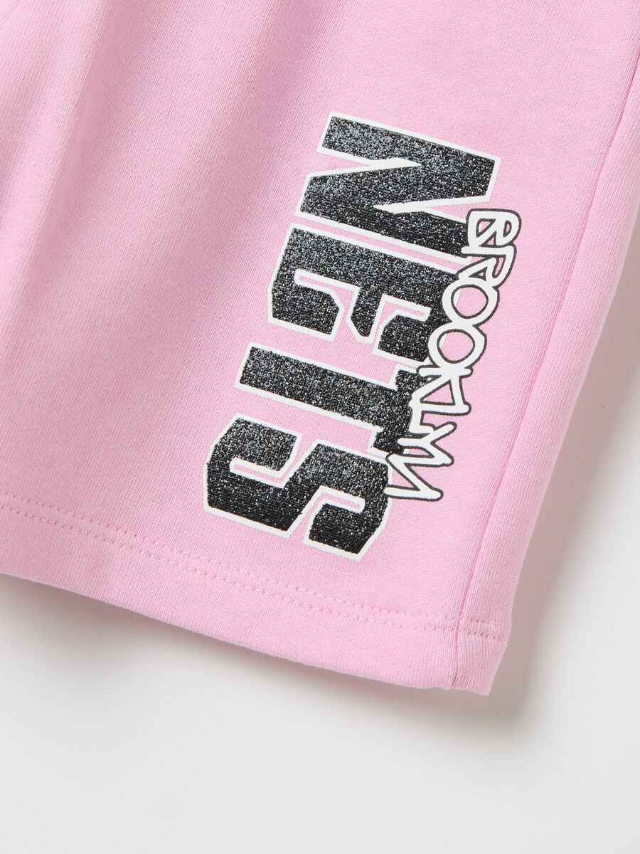 Pink NBA Brooklyn NETS shorts in cotton with drawstring_3