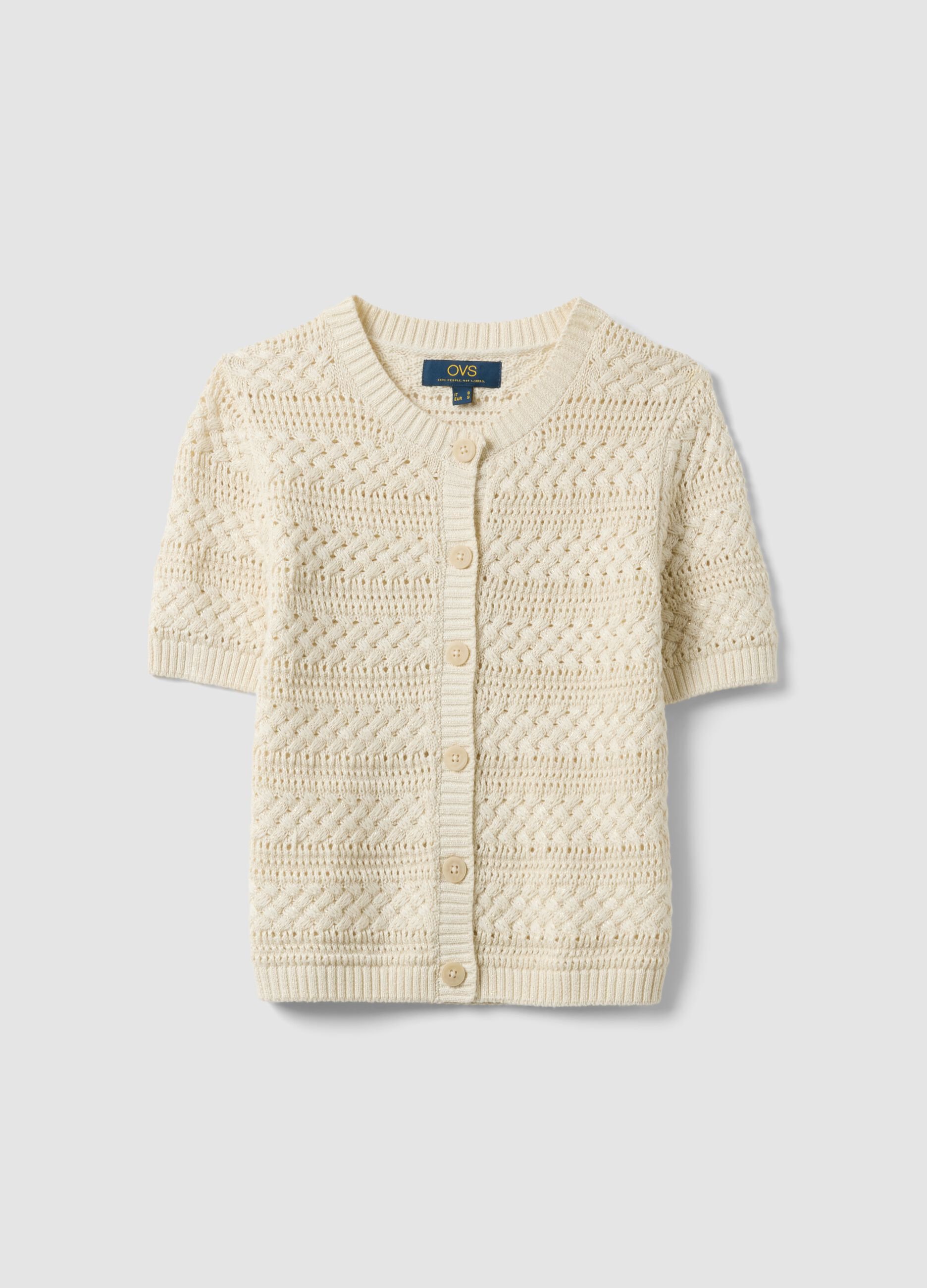 White cotton-blend regular-fit knitted cardigan