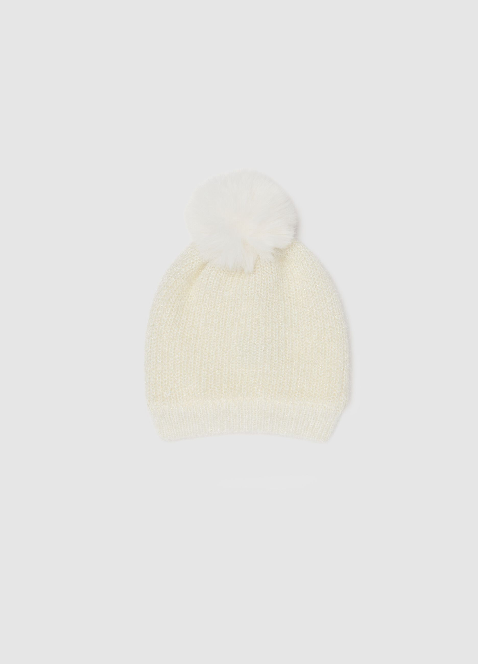 White Pom Pom Hat for Baby Girl