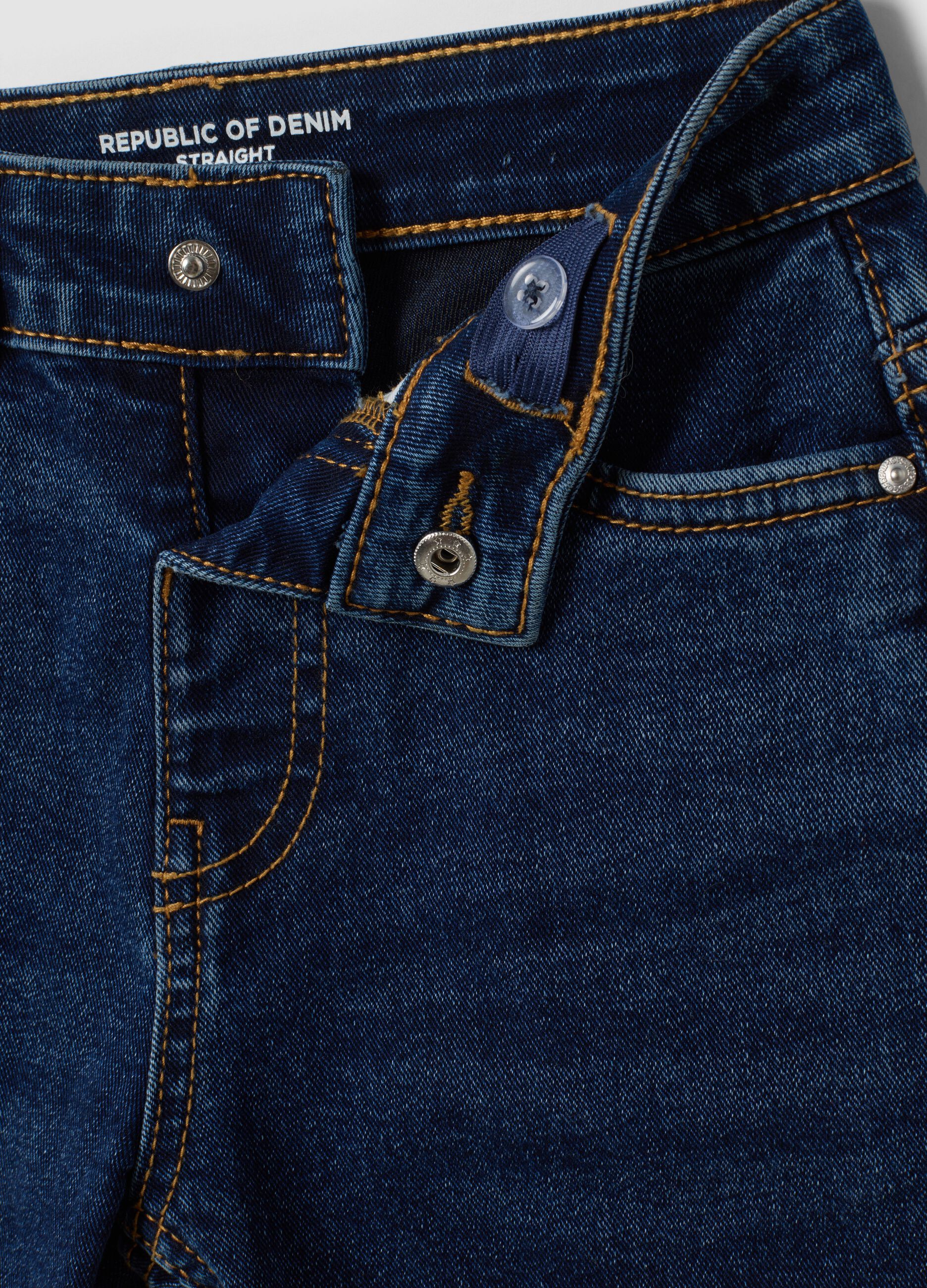 Dark blue stretch cotton straight-fit jeans for boys